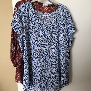 Maurices Blue and White Floral Blouse